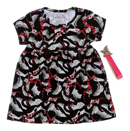 Imagem 7 de 9 de Vestido Infantil Feminino Manga Curta Confortavel Cotton