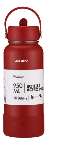 Botella Térmica Terrano 950ml. C/pico. Y Accesorios Color Rojo Oscuro