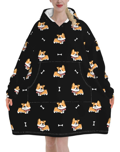 Linda Manta Con Capucha De Corgi Con Bufanda Para Mujer, Pij