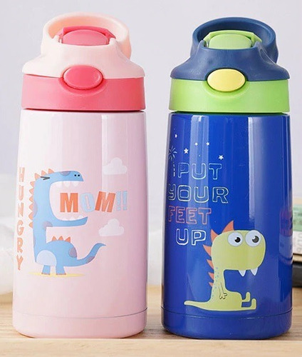 Garrafa Termica Squeeze Infantil 100% Inox Azul Ou Rosa