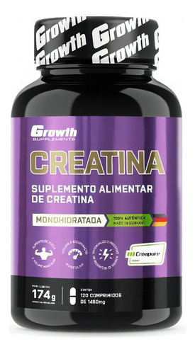 Creatina Creapure 120 Comprimidos - Growth Supplements Sabor Neutro