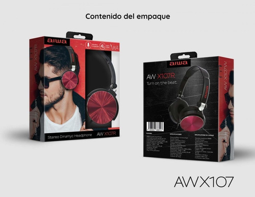 Auriculares Aiwa Stereo Dinamico Negro- Aw-x107b