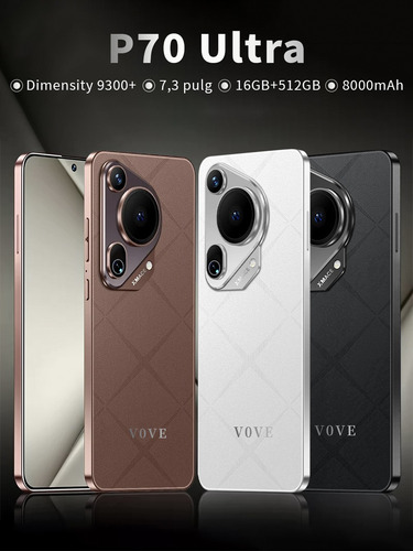 2025 El Más Popular Vove P70 Ultra Intelligent 5g Wifi Súper Barato 7.3pantalla Grande Celular Android 14 Desbloquea Dual Sim 16+512gb Smartphone Marrón