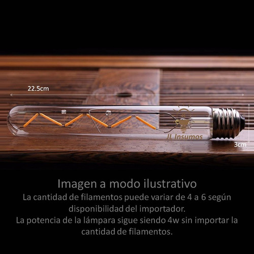 Imagen 2 de 2 de Pack 3 Lampara Led Golden Filamento T30 4w 220v Luz Calida