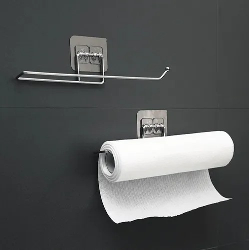 Imagen 4 de 5 de Porta Rollo Papel Toalla De Cocina Colgante Adhesivo