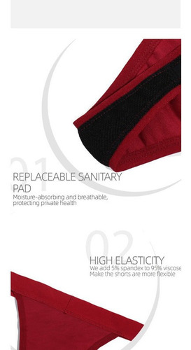 5 Pcs-bragas Menstruales Tipo Tanga De 4 Capas Para Mujer