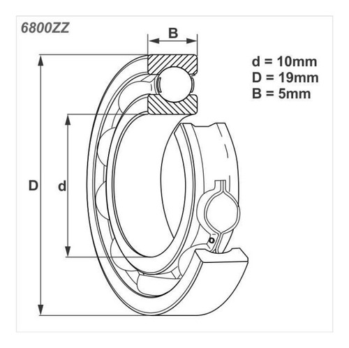 Kit 10 Rolamentos 6800zz - 10x19x5 - Rsl
