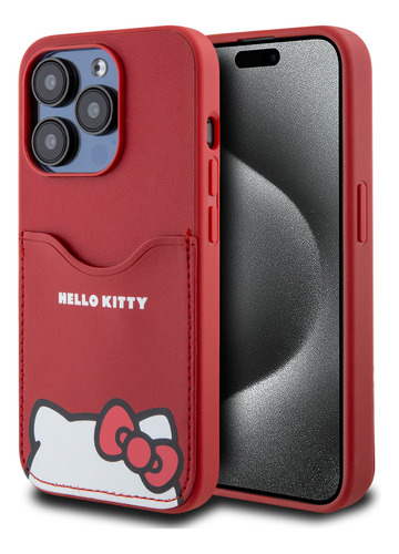 Case Hello Kitty Orejas Tarjetero Rojo Para iPhone 15 Pro