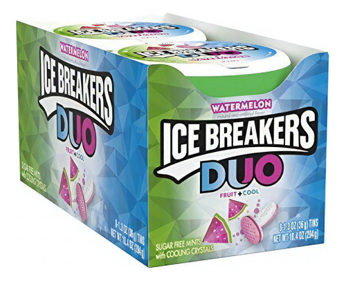 Pastillas Ice Breakers Duo Sandía 36.9g Pack Con 8 Piezas