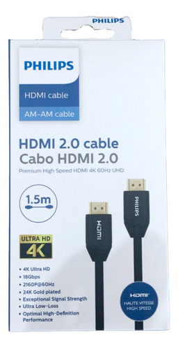 Cabo Hdmi Premium 4k 60hz Uhd Hdmi Para Hdmi Suporta 3d 1.5m