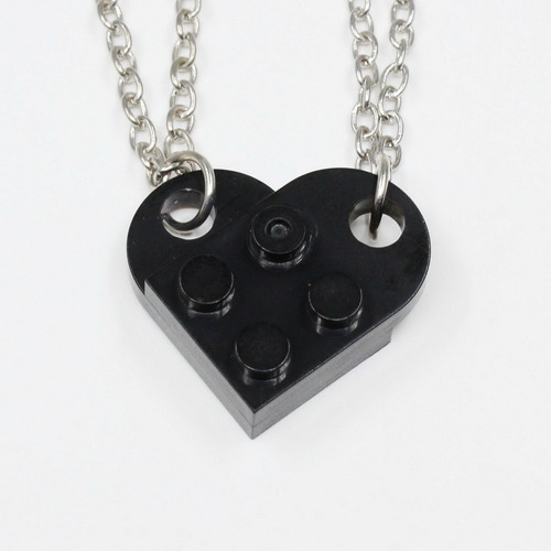 Collar De Corazón Para Parejas Twins Con Diseño De Lego