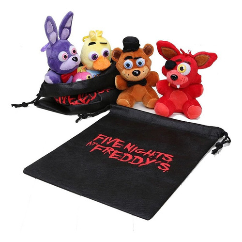 Pack 5 Felpa Fnaf Chica Bonnie Freddy Foxy Con Bolsa