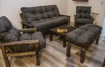 Comprar Combo  Futon 3 Cuerpos +2 Futones De 1 Cuerpo+mesa+piecera Wengue Liso