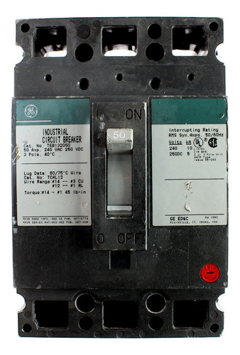 Breaker Teb Industrial 3x50 Amp 3 Polos General Electric