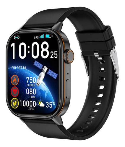 Smartwatch Con Gps Integrado Reloj Inteligente Qx17 Con Asistente De Voz Inteligente Pantalla Táctil Bluetooth Llamadas Control Del Ritmo Cardíaco Y Del Oxígeno En Sangre Isdewatch Negro
