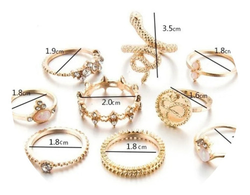 Set De Anillos Diseño Serpiente 9 Piezas 2 Modelos A Elegir