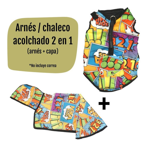 Arnes Pechera Chaleco Acolchado + Capa (2en1) Perro Talla M