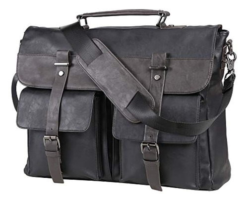 Bolso Bandolera De Cuero Para Hombres, 17.3 Pulgadas Bolso V