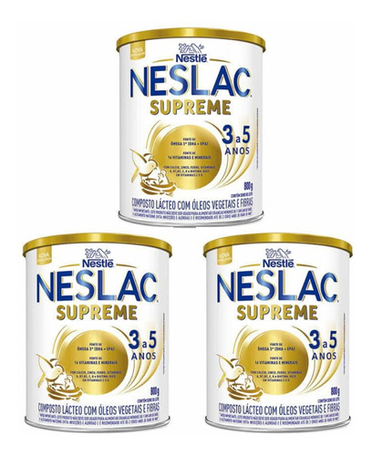 Composto Lácteo Em Pó Nestlé Neslac Supreme 800g Kit 3 Latas