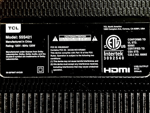 Fuente De Poder Tcl 55s421 08-l12nla2-pw200aa (Usado)