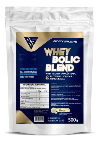 Whey Protein Bolic Refil 500g - Body Shape Baunilha