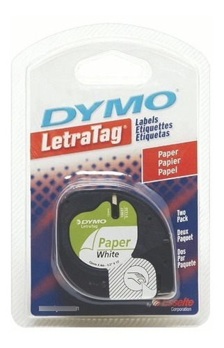 Cinta Rotulador Dymo Letratag Negro Sobre Blanco 12m X 4m