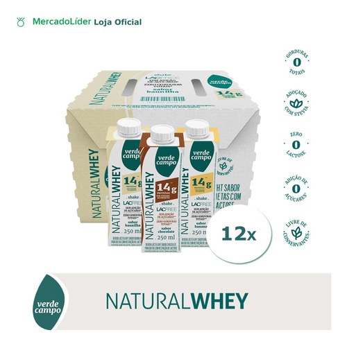 Shake Natural Whey Mix Sabores 250ml - Pack C/12un