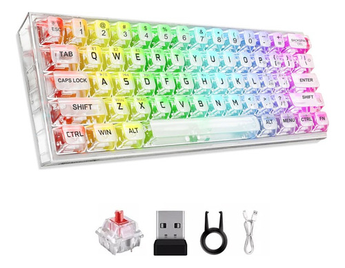 Teclado Recargable Bluetooth Inalámbrico Con Cable Luz Rgb