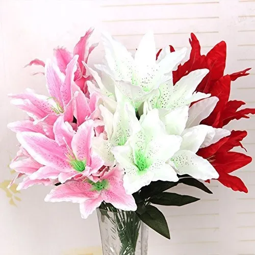 Flores Artificiales Lilium Seda Azul 1 Ramo De 10 Flores