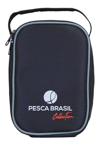 Bolsa Para Carretilha Stock 3 Divisórias Pesca Brasil Cor Preto E Azul Escuro