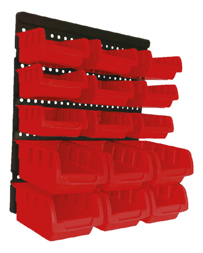 Painel Porta Parafusos Organizador Gaveteiro 15cx Vermelho