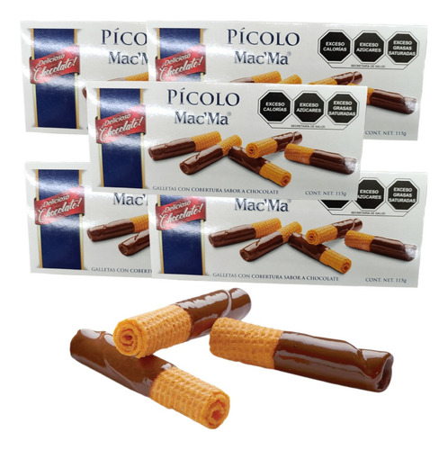 Pícolo Barquillo 12 De 115g C/u Cobertura Chocolate Mac Ma