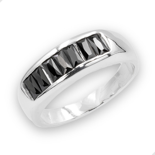 Anillo Medio Cintillo Black Oníx Plata Fina 925 | M26