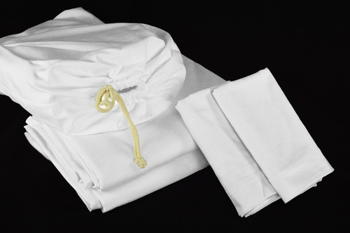 1 Jgo Sabanas 100% Algodón Matrimonial Blanco Alto Diseño De La Tela Liso