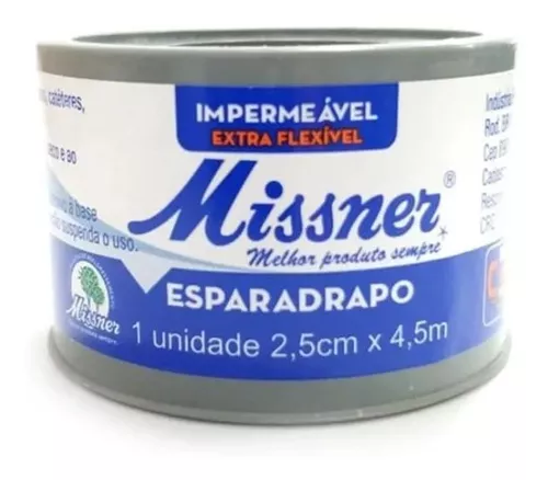 Esparadrapo Impermeável 2,5cm X 4,5m Branco Kit C/6 Missner