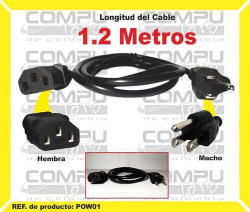 Cable Poder Cpu A Corriente 1.2 M Ref: Pow01 Computoys Sas