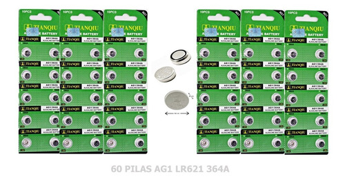 60 Pila Ag1 Equivale  Lr621 364 1.5v Batería Alcalina Reloj