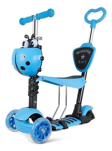 Patineta Monopatín Scooter 5 En 1 Luz Led Musical Color Azul