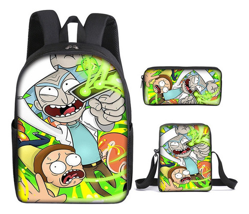 Mochila Escolar Rick And Morty 3p Mochila For Portátil