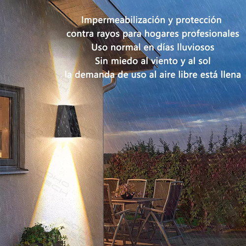 Lamparas De Pared Exterior Focos Led Solar Luz Negro 3focs