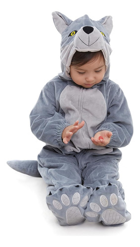 Disfraz De Lobo Para Bebe Talla 9-12 Meses-gris