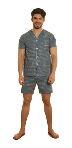 Imagen 6 de 10 de Pijama Hombre Manga Corta Bermuda Algodón Verano Talle Super Especial