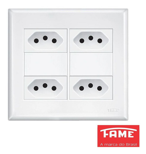 8un Tomada Padrão Quádrupla 20a 4x4 Com Placa Evidence Fame