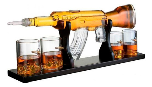 Decanter Whisky Presente Garrafa Com Copos Projétil Bala