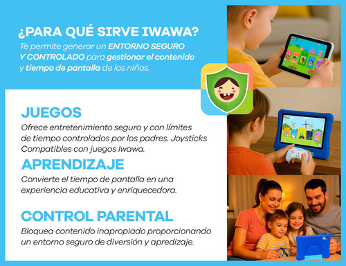 Tablet T-go Kids 8 Android 14 Con 2 Joysticks 4gb Ram 64gb Realidad Aumentada Funda Antigolpes Color Azul Control Parental App Educativas Wifi Infantil Segura Divertida