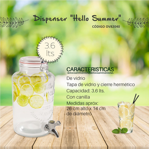 Dispenser D Bebidas Jugos 3,6 P Candy Bar Fiestas Eventos Pc