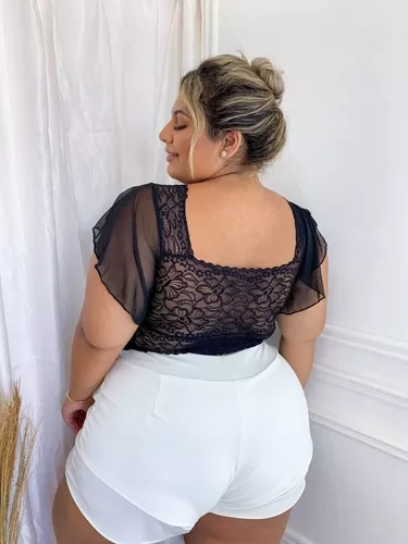 Top Cropped Plus Size Renda Sexy Tamanho Grande (ellen)