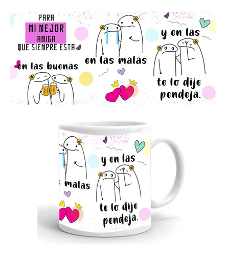 Taza Flork Mejor Amiga Ceramica 11 Oz Calidad Premium