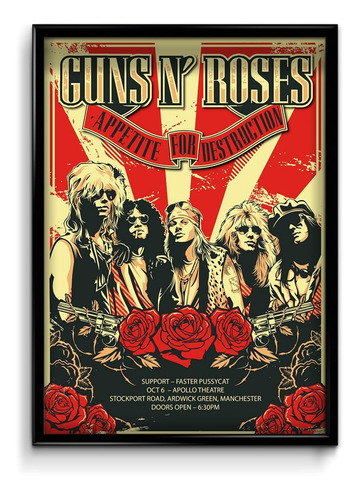 Cuadro Guns N Roses M4 20x30 (marco + Lámina + Vidrio)