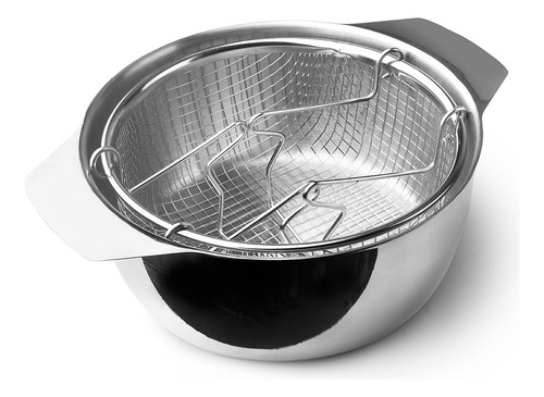 Olla Freidora Con Cestillo Y Tapa Inducción Inox 18% Ibili Color Plateado